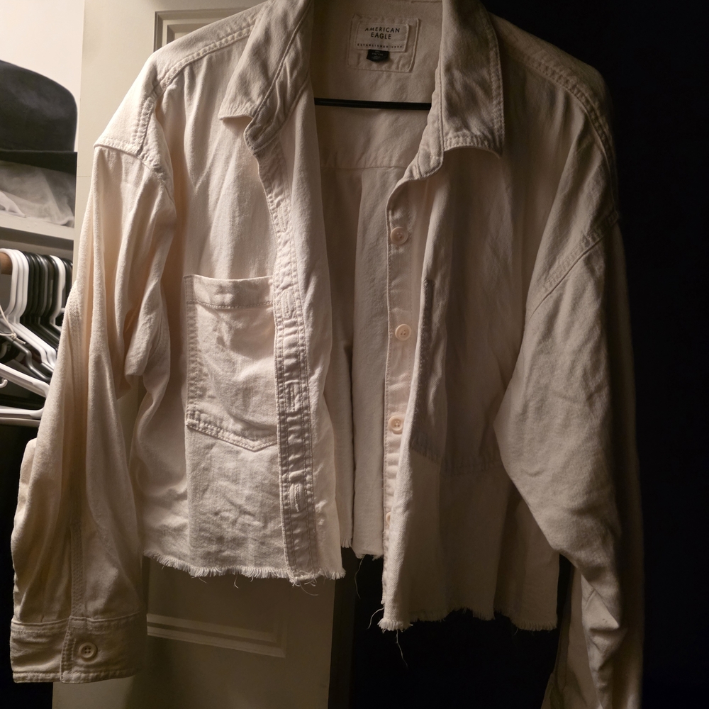 American Eagle Outfitters Cream Jean Jacket